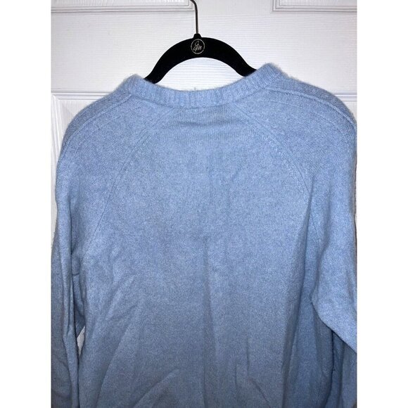 360CASHMERE 100% Soft Cashmere Blue Relaxed Fit V Neck Pullover Sweater - Picture 8 of 10